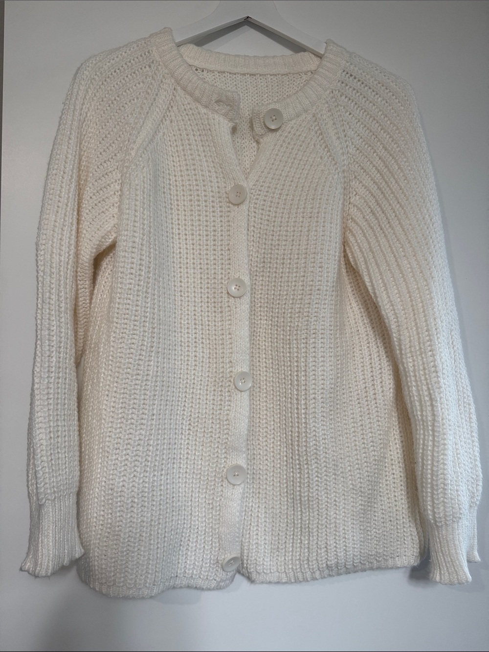 Amazon Cream Button-Up Knit Cardigan